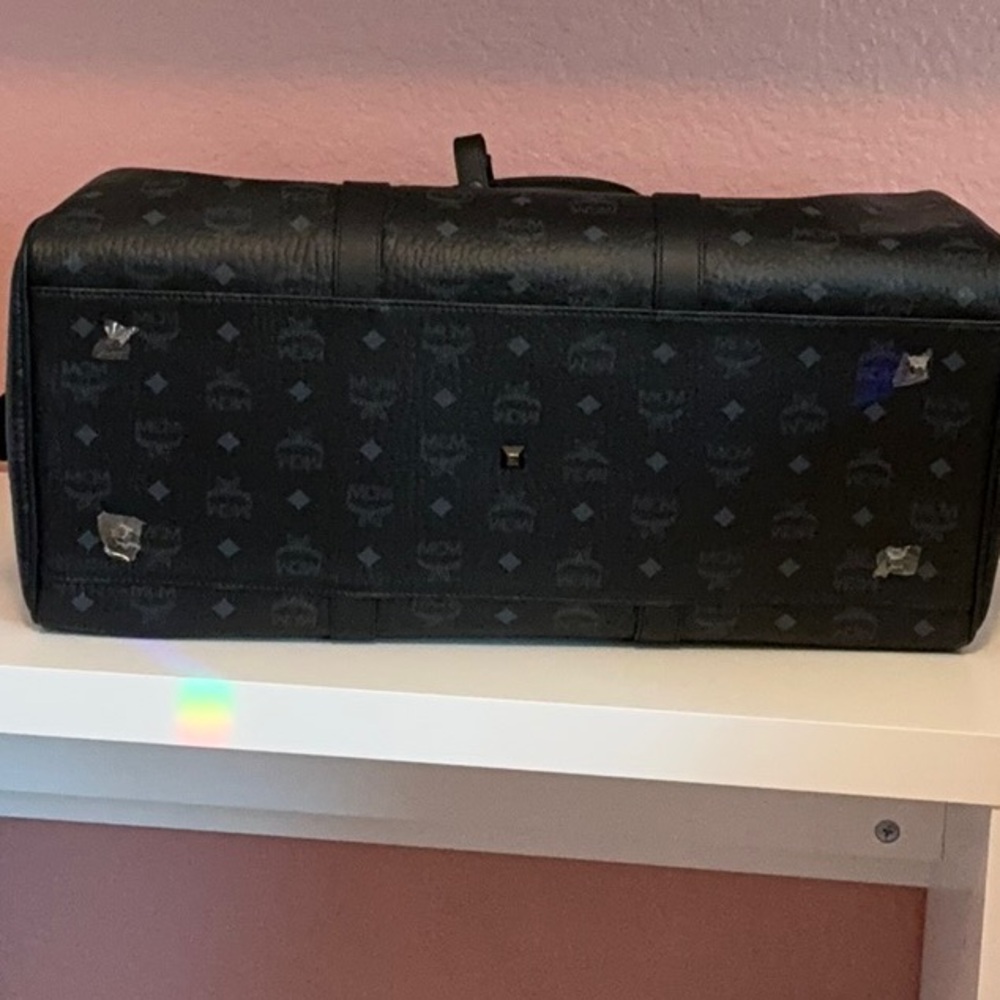 MCM Black Ottomar Weekender Duffel Bag Luxurious Travel Essential - Picture 8 of 12